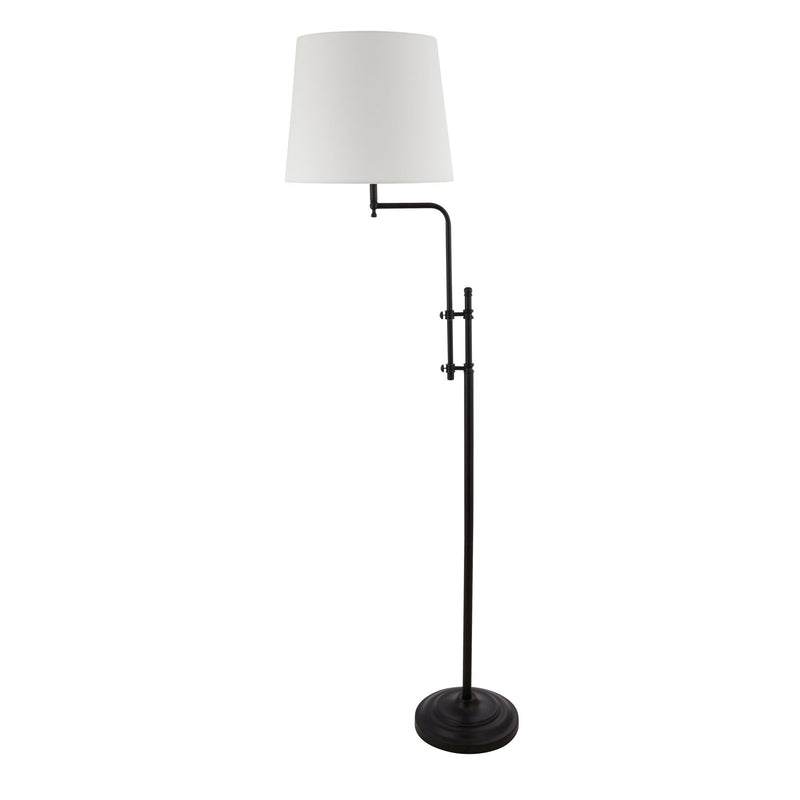 Searchlight  12083-1BK Munich Floor Lamp - Matt Black Metal & Natural Linen Shade