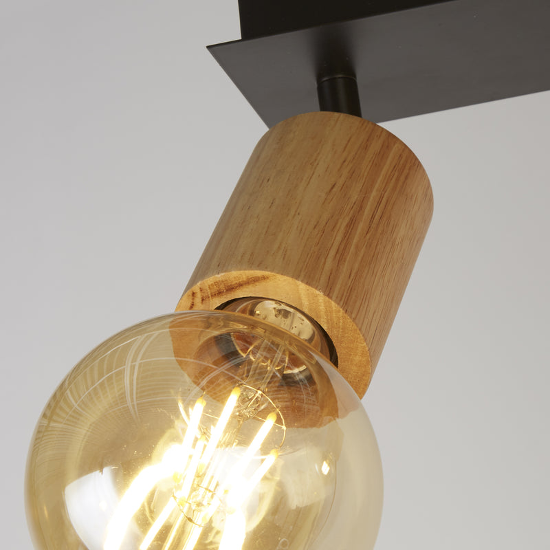 Searchlight  50211-2NA Spinny 2Lt Spotlight - Wood & Matt Black Metal