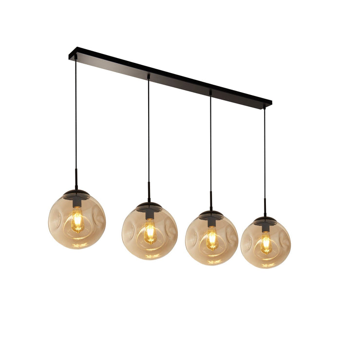 Searchlight  22123-4BK Punch 4Lt Bar Pendant- Black Metal & Champagne Punched Glass