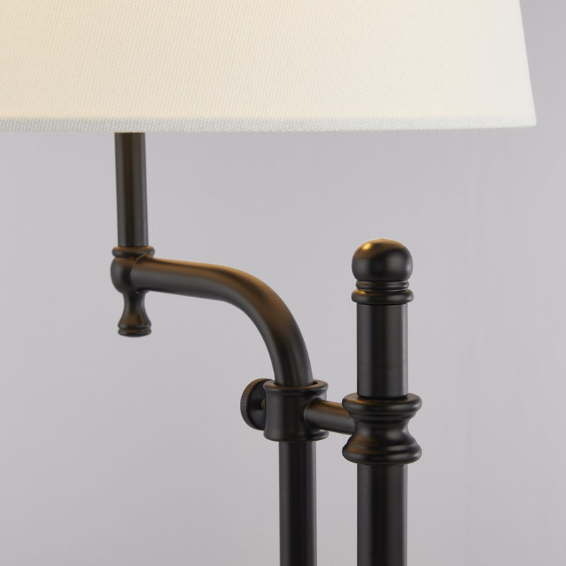 Searchlight  12082-1BK Munich Table Lamp - Matt Black Metal & Natural Linen Shade