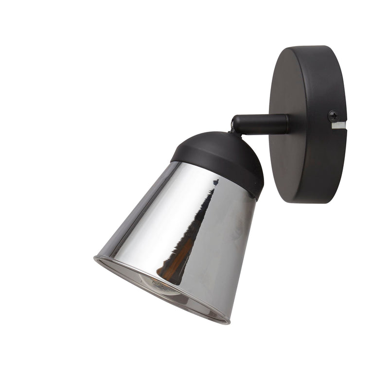 Searchlight  61170-1SM Mega Spotlight Wall Light - Black Metal & Smoked Glass