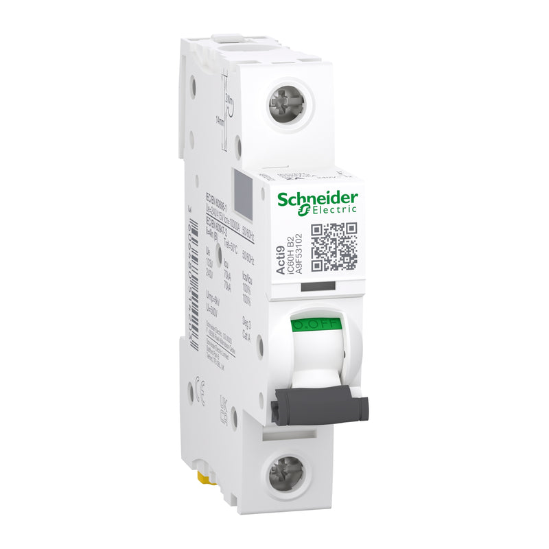 Schneider A9F53102 IC60H MCB SP B 2A