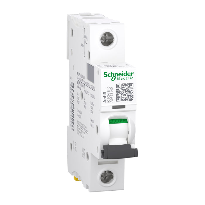 Schneider A9F53140 Acti9 40A Single Pole 10kA B Curve MCB