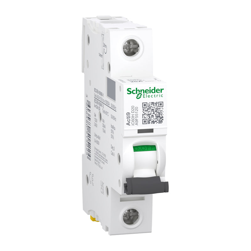Schneider A9F55120 IC60H MCB SP D 20A
