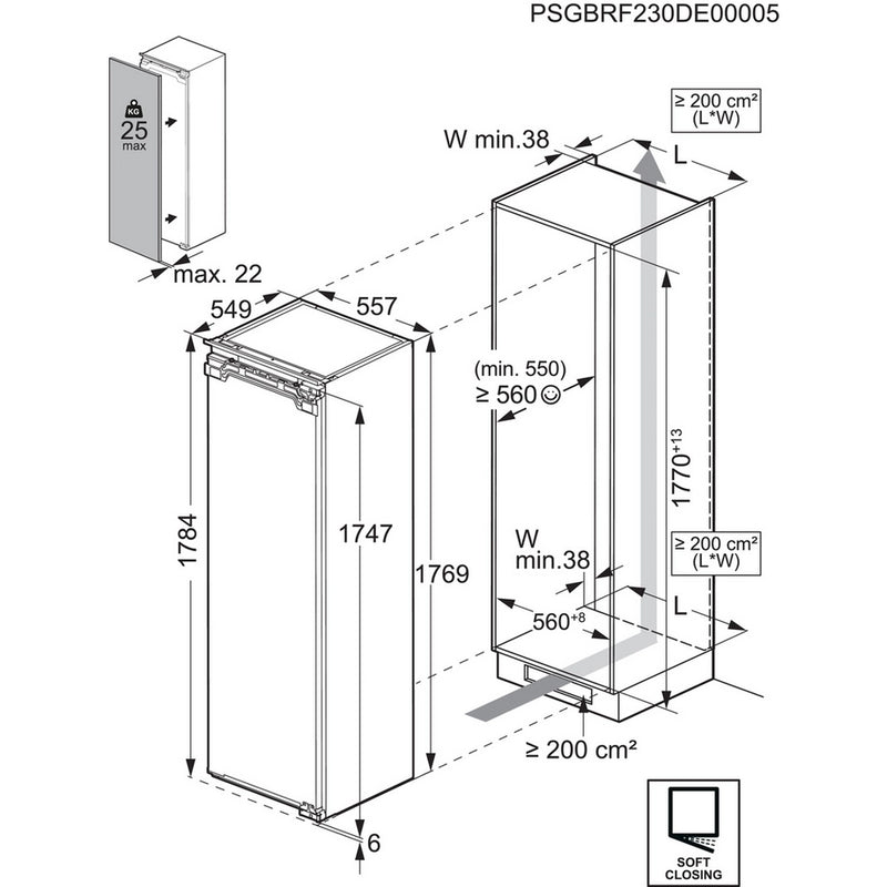 AEG NAB7N181EC Fully Integrated Upright No Frost Freezer - Fixed Hinge