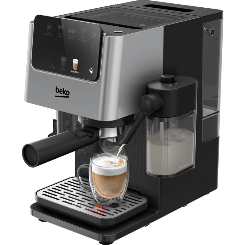 Beko CED7524X Espresso Machine with Integrated Grinder and Milk Cup - Silver