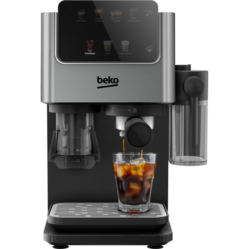 Beko CED7524X Espresso Machine with Integrated Grinder and Milk Cup - Silver