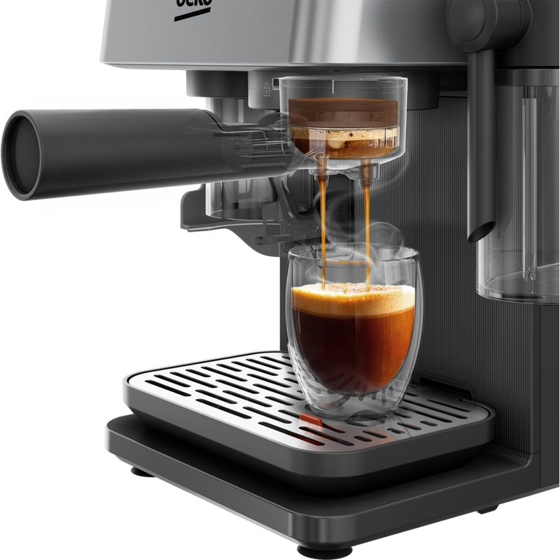 Beko CED7524X Espresso Machine with Integrated Grinder and Milk Cup - Silver