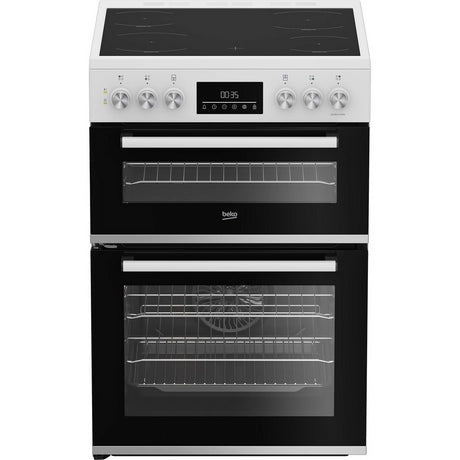Beko EDC6731W 60cm Double Oven Electric Cooker with Vitroceramic Hob - White - Bonus Superstore