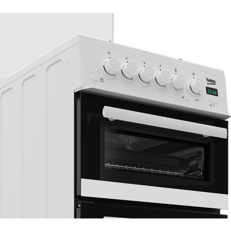 Beko EDG507W 50cm Twin Cavity Gas Cooker with Gas Hob - White - Bonus Superstore