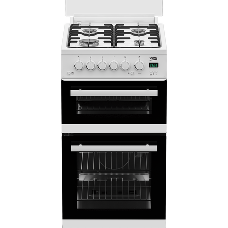 Beko EDG507W 50cm Twin Cavity Gas Cooker with Gas Hob - White - Bonus Superstore