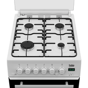 Beko EDG507W 50cm Twin Cavity Gas Cooker with Gas Hob - White - Bonus Superstore