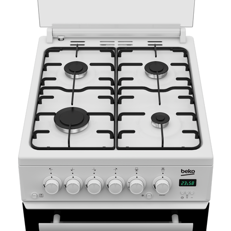 Beko EDG507W 50cm Twin Cavity Gas Cooker with Gas Hob - White - Bonus Superstore