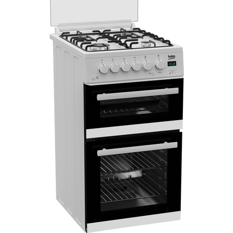 Beko EDG507W 50cm Twin Cavity Gas Cooker with Gas Hob - White - Bonus Superstore
