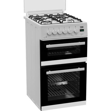Beko EDG507W 50cm Twin Cavity Gas Cooker with Gas Hob - White