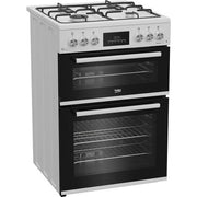 Beko EDG6231W 60cm Twin Cavity Gas Cooker with Enamel Hob - White - Bonus Superstore
