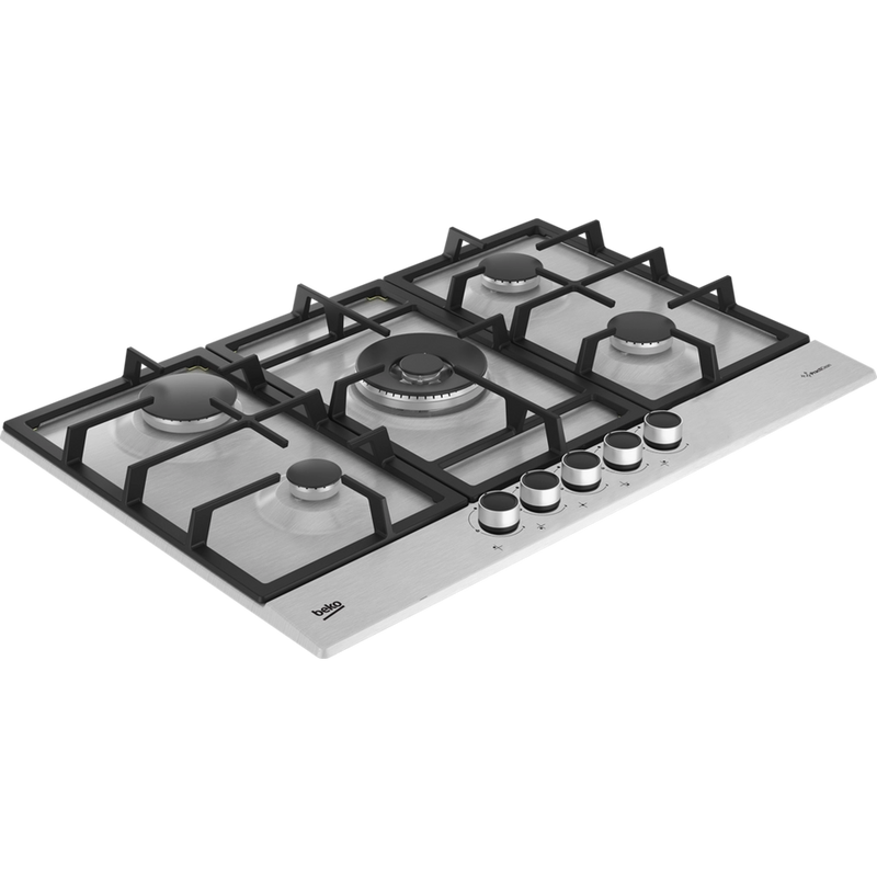 Beko HIAW75225SXE 75cm Gas Hob with Front Knob Controls - Stainless Steel