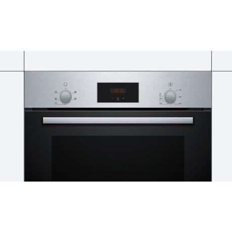 Bosch HHF113BR0B 59.4cm Serie 2 Built In Electric Single Oven with 3D Hot Air - Stainless Steel