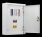 Electrical panel box with switches and a key lock