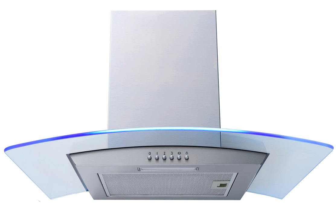 SIA 70cm Stainless Steel 3 Colour LED Curved Glass Cooker Hood