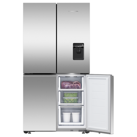 F&P RF605QNUVX1 90.5cm Quad Door Frost Free Fridge Freezer - Stainless Steel