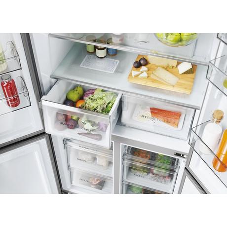 Haier HCR5919EHMB 90cm Freestanding American Fridge Freezer - Brushed Black - Bonus Superstore