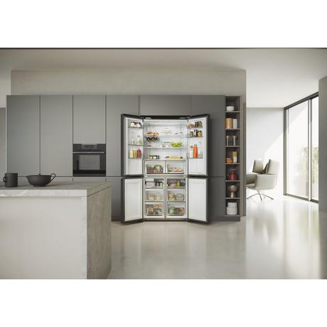 Haier HCR5919EHMB 90cm Freestanding American Fridge Freezer - Brushed Black