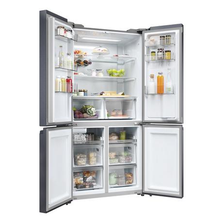 Haier HCR5919EHMB 90cm Freestanding American Fridge Freezer - Brushed Black - Bonus Superstore
