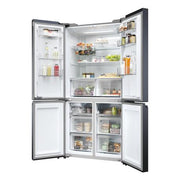 Haier HCR5919EHMB 90cm Freestanding American Fridge Freezer - Brushed Black - Bonus Superstore