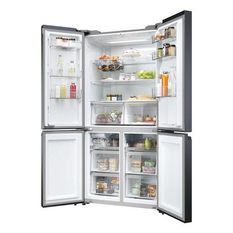 Haier HCR5919EHMB 90cm Freestanding American Fridge Freezer - Brushed Black - Bonus Superstore