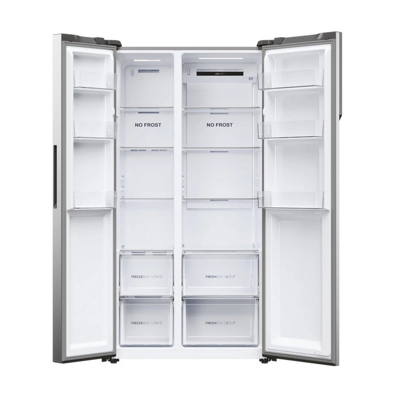 Haier HSR5918DNMP 90.5cm 70/30 Frost Free Fridge Freezer - Pt. Inox