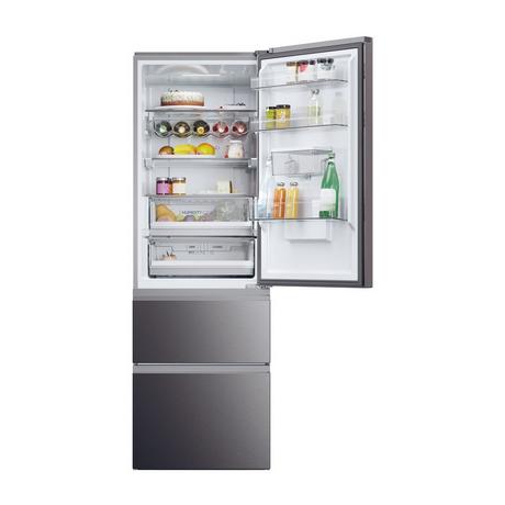 Haier HTW5618EWMP 59.5cm 3D Fridge Freezer - Dark Inox - Bonus Superstore