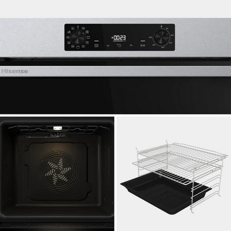 Hisense BI622AXPGUK 59.5cm Built In Electric Single Oven - Black & Stainless Steel