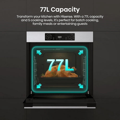 Hisense BI622AXPGUK 59.5cm Built In Electric Single Oven - Black & Stainless Steel