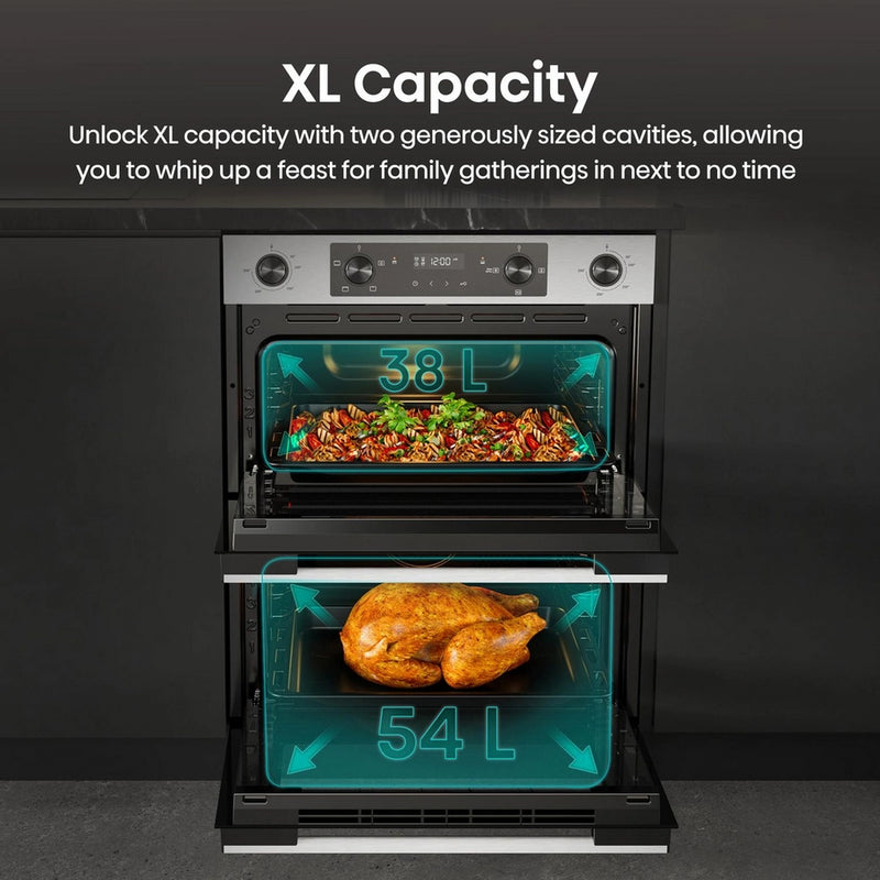 Hisense BUD714221CX 594cm Built Under Electric Double Oven - Black & Stainless Steel
