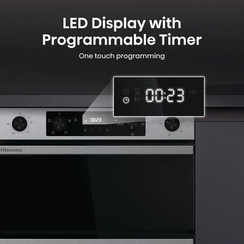 Hisense BUD714221CX 594cm Built Under Electric Double Oven - Black & Stainless Steel