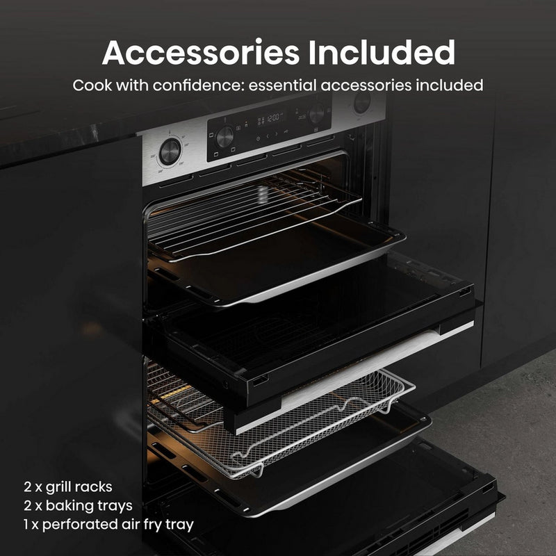 Hisense BUD714221CX 594cm Built Under Electric Double Oven - Black & Stainless Steel