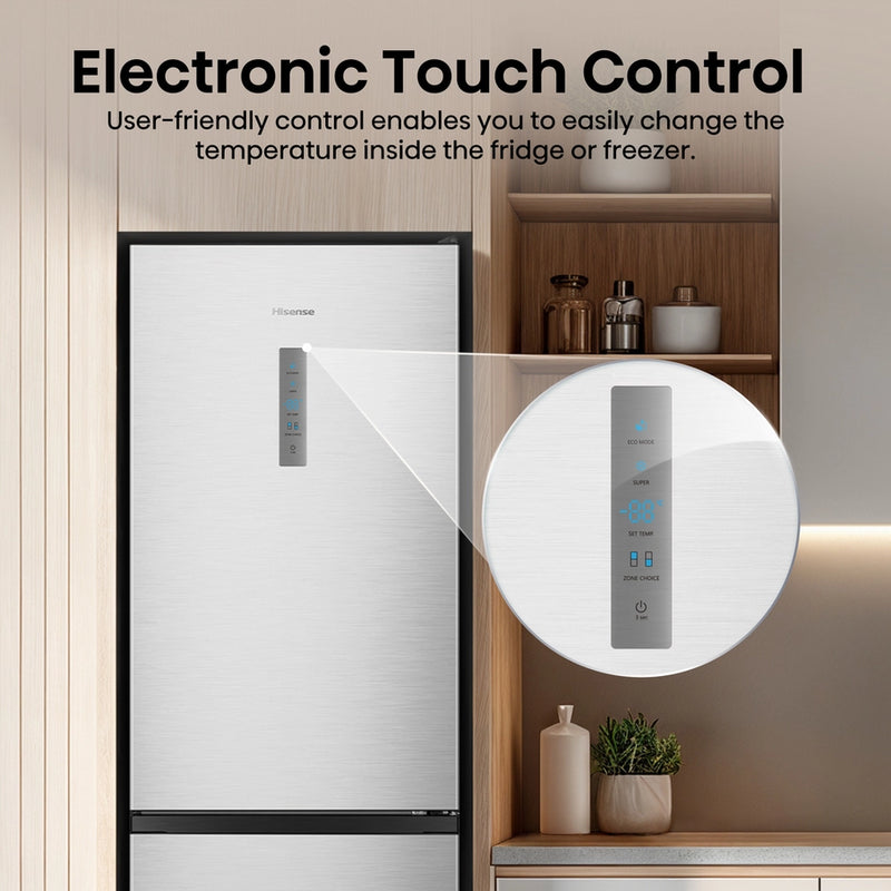 Hisense RB395N4BCE 60/40 Total No Frost Fridge Freezer - Stainless Steel
