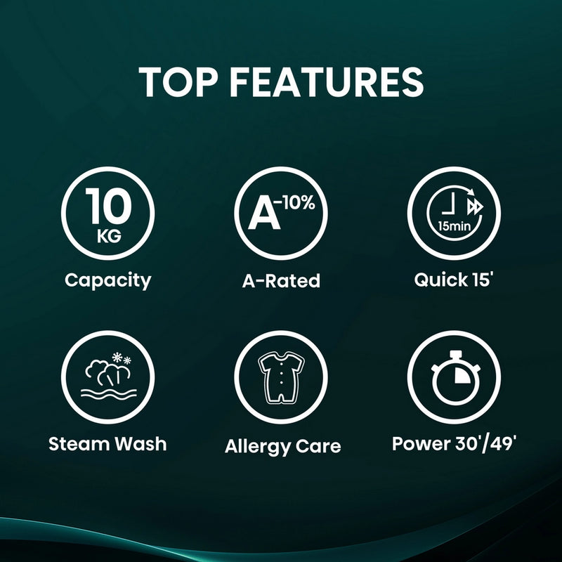 Hisense WF1Q1041BW 10kg 1400 Spin, Steam Washing Machine - White