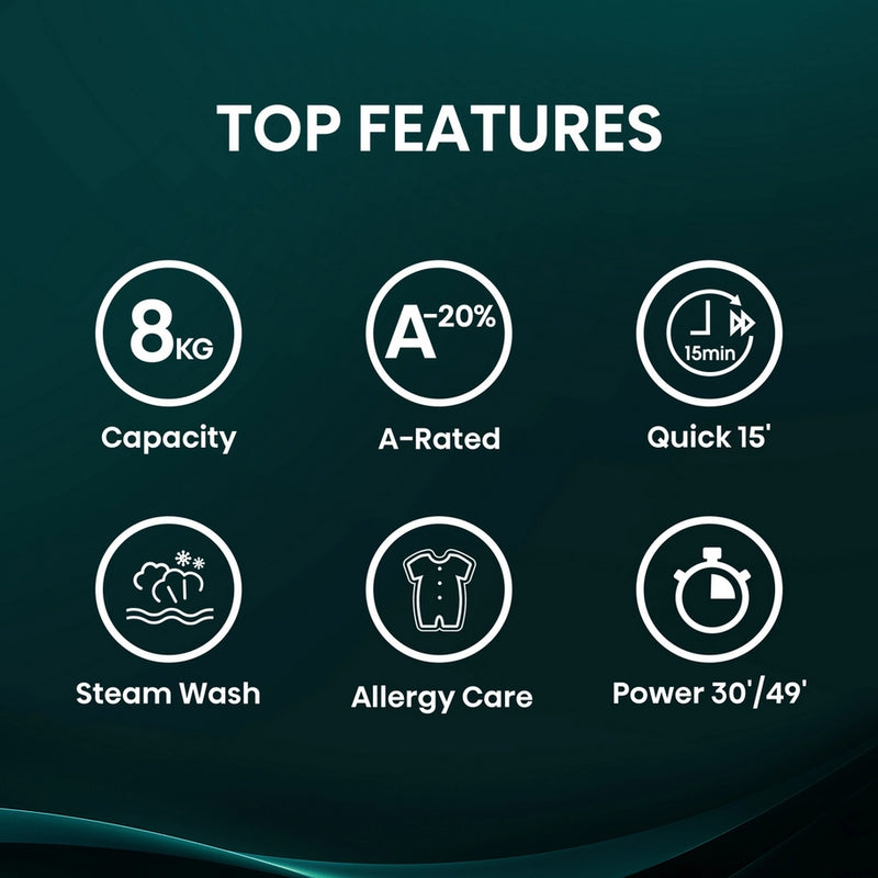 Hisense WF1Q8041BW 8kg 1400 Spin, Steam Washing Machine - White