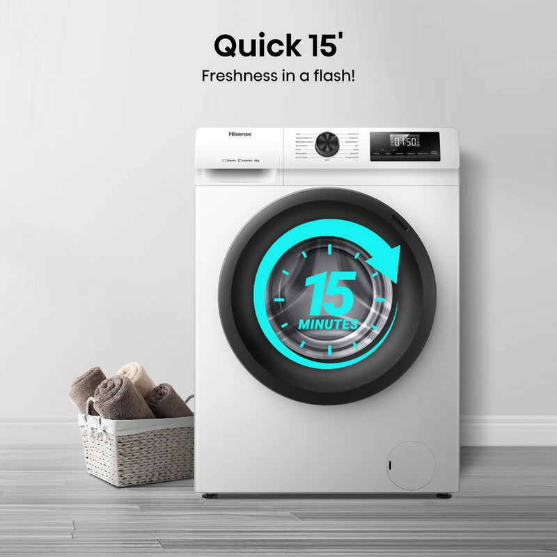 Hisense WF1Q8041BW 8kg 1400 Spin, Steam Washing Machine - White
