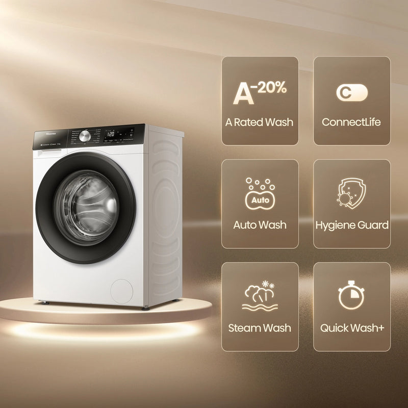Hisense WF3S1243BW3 12kg 1400 Spin, Steam Washing Machine - White
