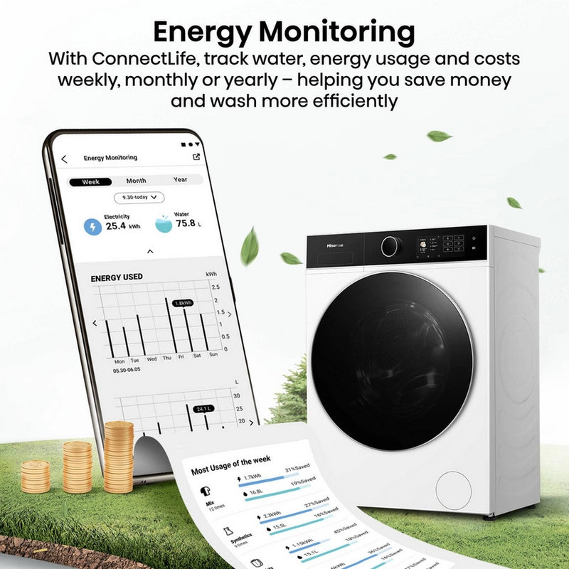 Hisense WF5I9043BWFS 9kg 1400 Spin Washing Machine - White