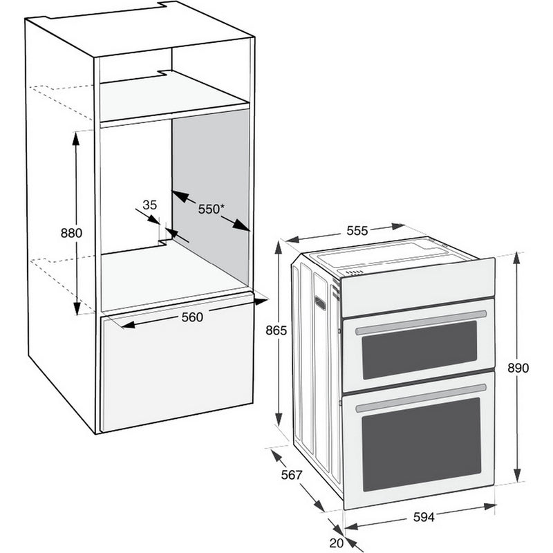 Hotpoint DIH10DW 89cm Built In Electric Double Oven - White