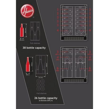 Hoover 38 Bottle Capacity Dual Zone Wine Cooler - Black - Bonus Superstore