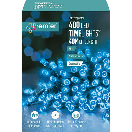 Premier 400 LED TIME LIGHTS Battery Operated 40M Blue - Bonus Superstore