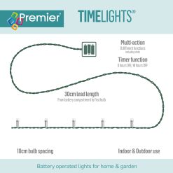 Premier 1000 LED TIME LIGHTS Battery Operated 100M White - Bonus Superstore