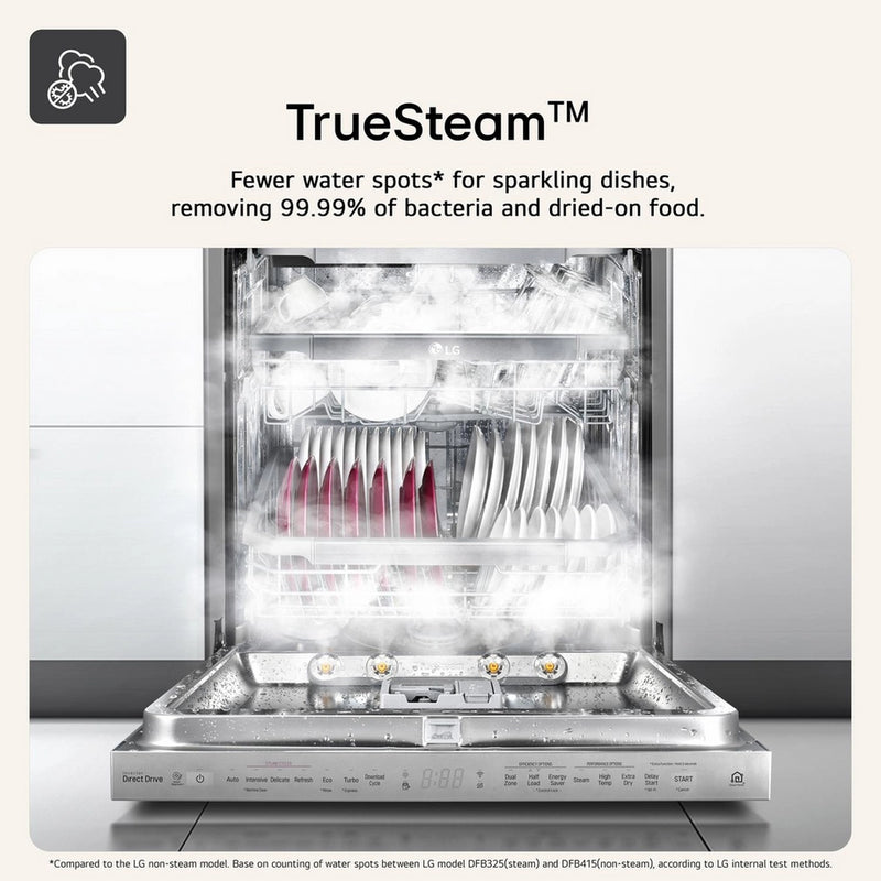 LG TrueSteam QuadWash DF587HMS WiFi Connected Full Size Dishwasher - Matte Black - 14 Place Settings
