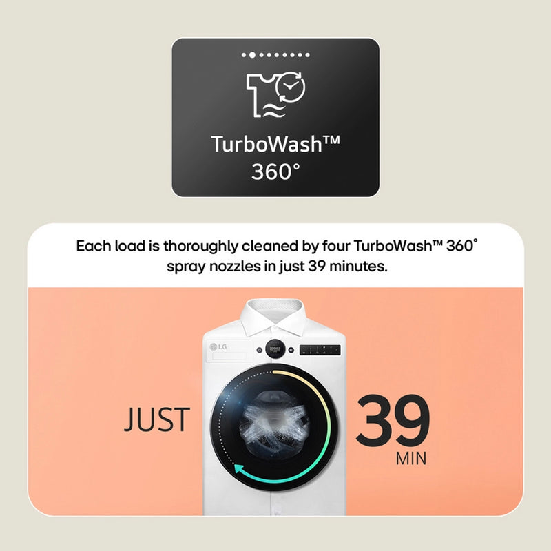 LG F4X7009TWB 9kg 1400 Spin Washing Machine - White - Bonus Superstore