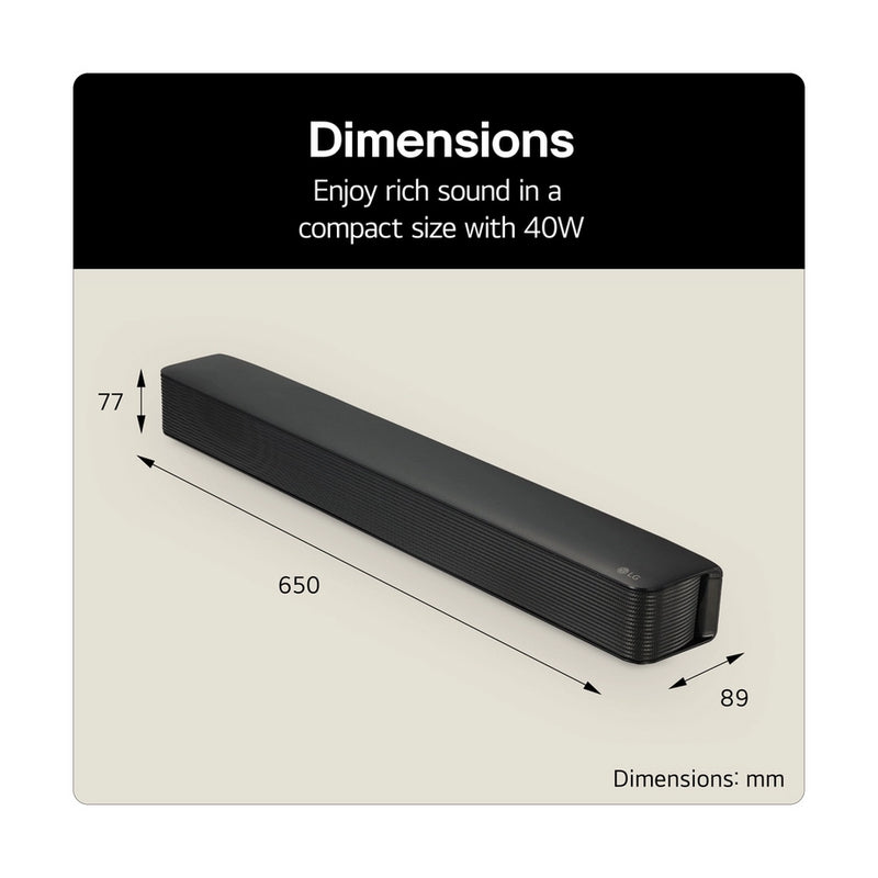 LG SQM1.AGBRLLK soundbar speaker 2.0 channels 40 W - Black